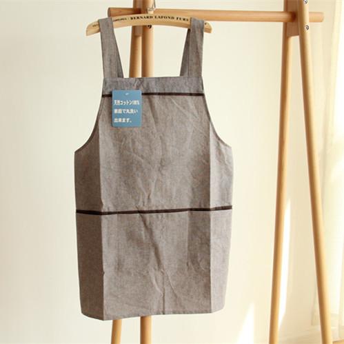 左耳邊日式拼接口袋棉質圍裙背帶式廚房家居 堆糖,美好生活研究所