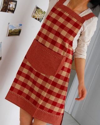 【圖】圍裙,田園風尚,美式鄉村森林木屋*紅格子*背帶裙款圍裙 外貿無袖家居服韓版工作服網購--一兜糖yidoutang.com