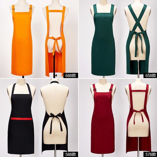 韓版時(shí)尚圍裙定做廚房服務(wù)員純棉做飯工作服女男防水圍腰定制logo