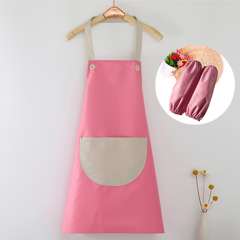 圍裙印字奶茶店印LOGO母嬰店美甲美睫工作服咖啡茶廳粉色