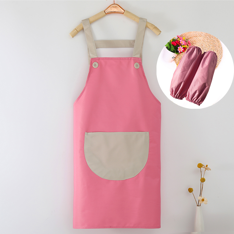 圍裙印字奶茶店印LOGO母嬰店美甲美睫工作服咖啡茶廳粉色