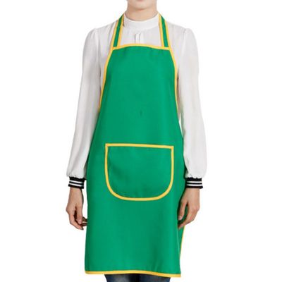 黃邊圍裙廠家現貨供應 成都工廠定制印花圍腰 廣告圍裙定做
